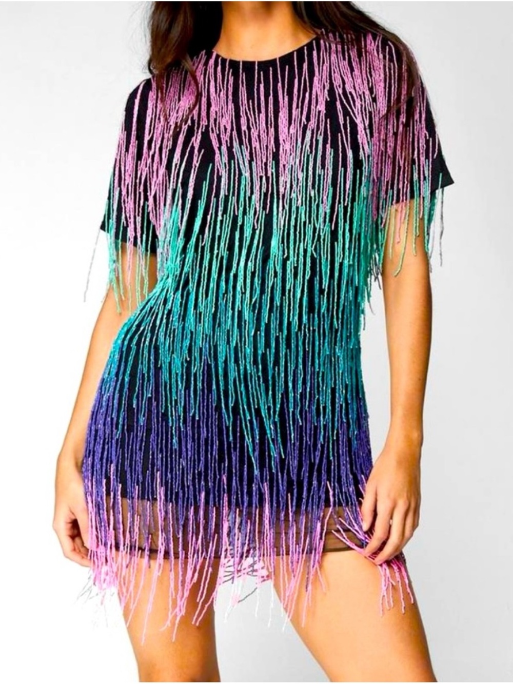 Nasty Gal Funky Fringe Mini Dress, Size 10